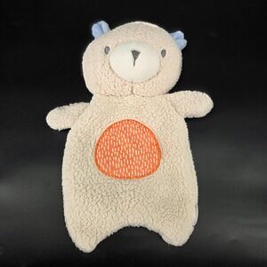 Ingenuious  Baby Bear Lovey Security Blanket Cream Sherpa Orange Blue Plush Toy